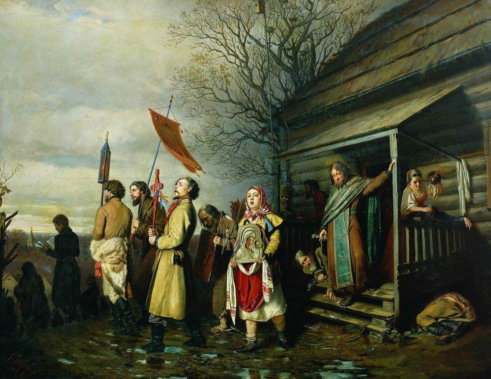 Василий Перов "Сельский крестный ход на Пасху", 19 век. Фотоархив Wikipedia