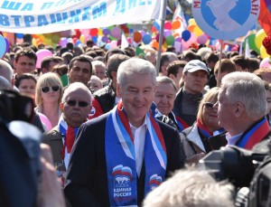01 мая 2016 Мэр Москвы Сергей Собянин принял участие в праздничном шествии 1 Мая на Красной Площади