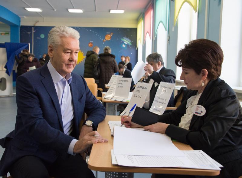 Сергей Собянин проголосовал на выборах президента в Центральном округе