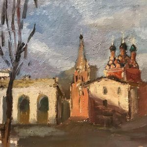 Картина с видом на церковь Николая Чудотворца. Фото: Наталия Нечаева, «Вечерняя Москва»