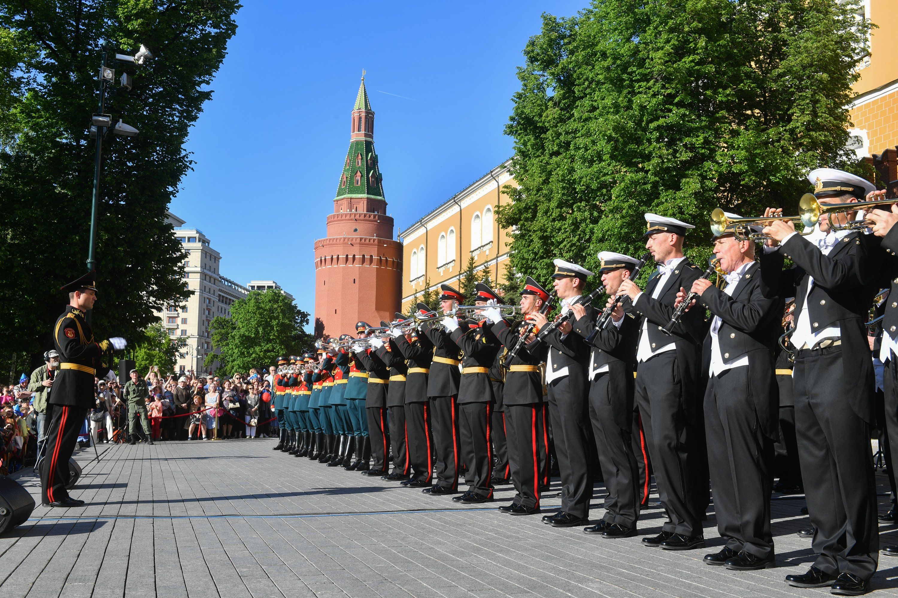 Три знаменитых не только в стране, но и в мире военных оркестра открыли музыкальный сезон. Фото: Агентство городских новостей «Москва»