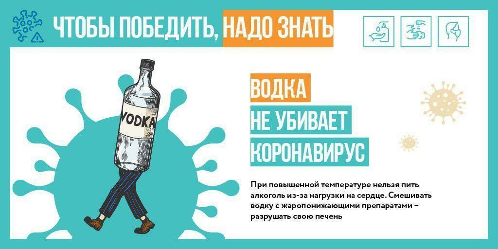 Употребление алкоголя не помогает в лечении коронавируса