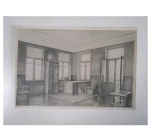 Проект одной из квартир, нарисованный архитектором: интерьер кабинета. Фото: Музей Архитектуры
